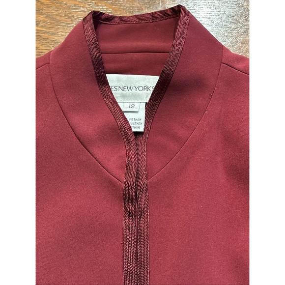 Burgundy 3pc Jones New‎ York Career Special Occasion Suit Piped Satin Edge 12 - Picture 13 of 16